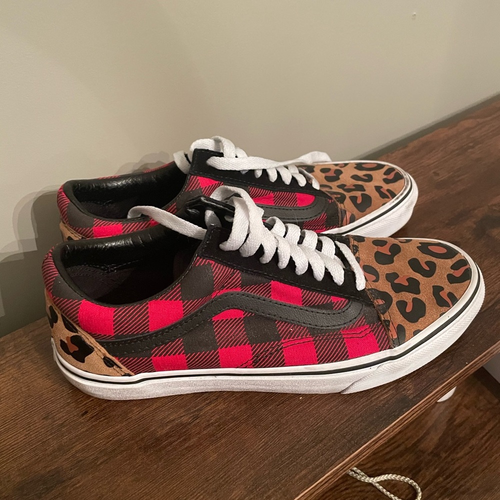 Plaid and cheetah print Vans